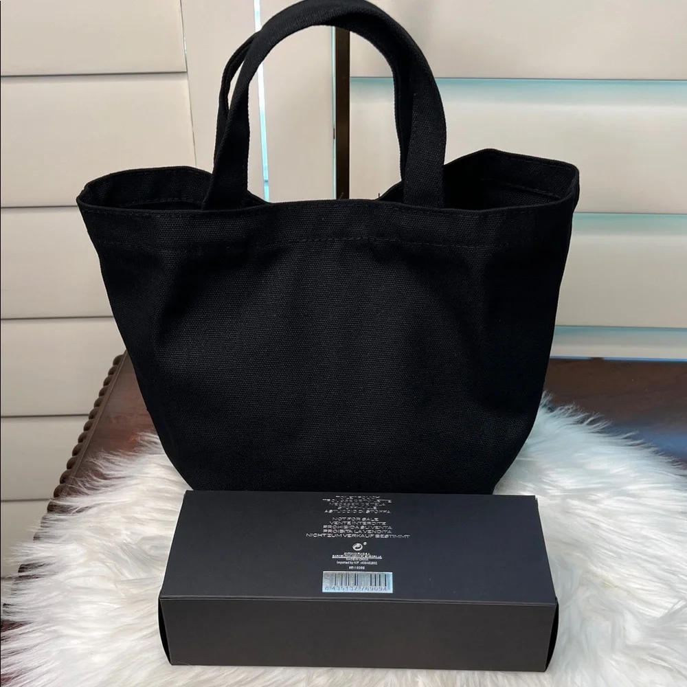 PRADA Beauty L'HOMME Milano L'EAU Black Mini Tote Canvas Bag Box PRADA Logo NWOT - Picture 13 of 17